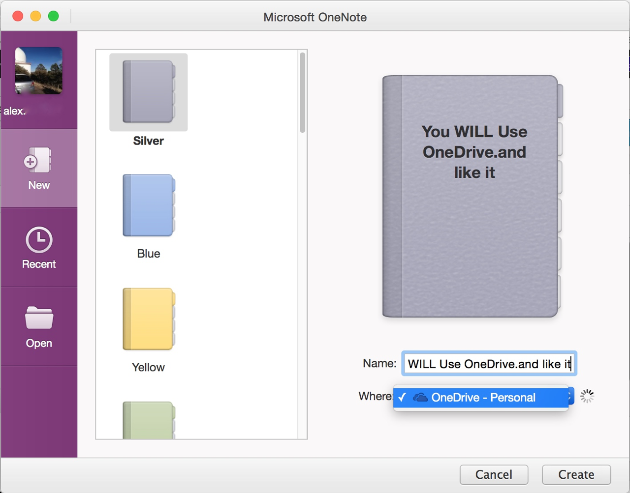 uses onenote for mac